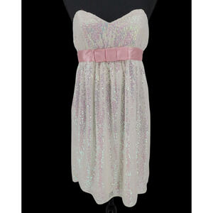 Vtg Betsey Johnson Sequin Strapless Dress Fairy Y2K Babydoll Birthday Coquette 8